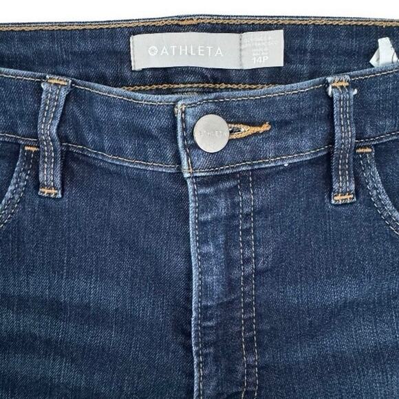 Athleta Denim Jeans Stretchy Blue Dark Wash Skinny Mid rise Pull-on Denim Sz 14P - Picture 3 of 9